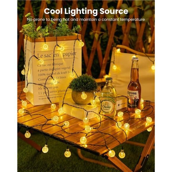 Solar String Lights Outdoor 60 LED 36FT with 8 Lighting Modes, Waterproof Solar - Picture 4 of 7